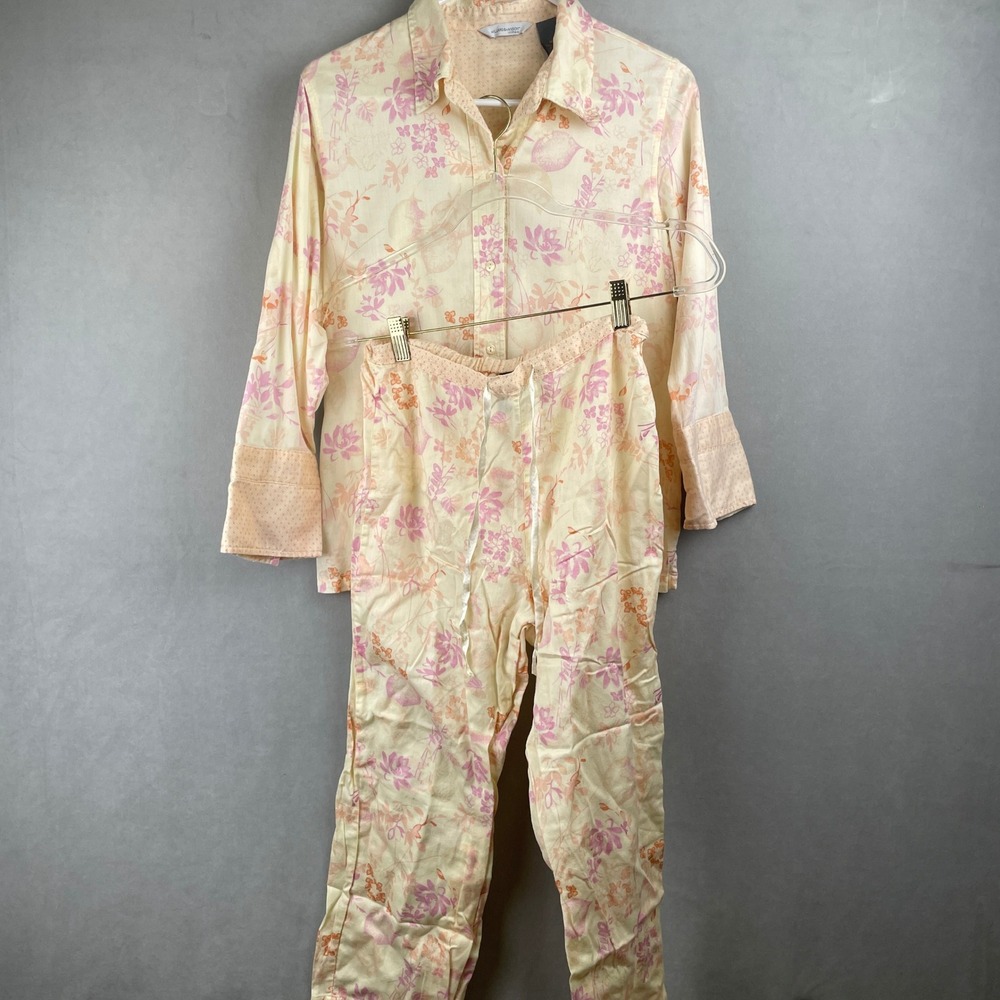 Vintage Hillard & Hanson Pajama Set Wmns M Floral Cottage Core Cotton‎ Sleepwear